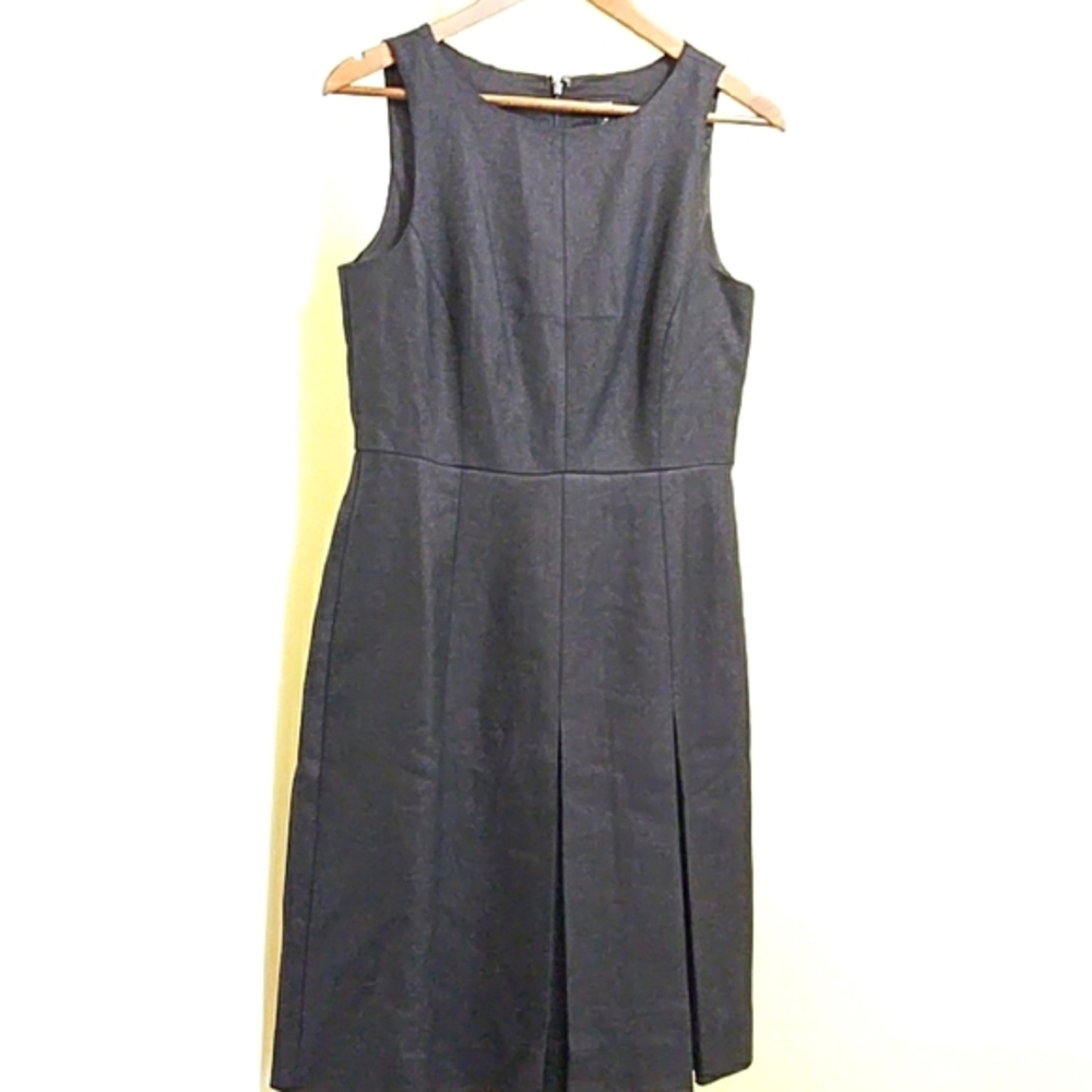 Black Sleeveless Linen Dress - A-Line‎ Pleated Skirt - Size 6 - NWT